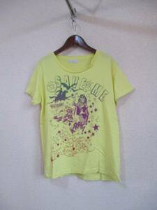 WORLDWIDELOVE yellow color print T-shirt (USED)50116②