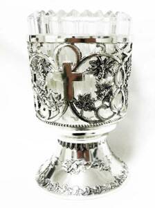  Italian ro here style Cross 10 character candle glass white x silver 