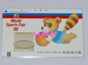 ◆ワールドスポーツフェア'86 タヌキ テレカ◆