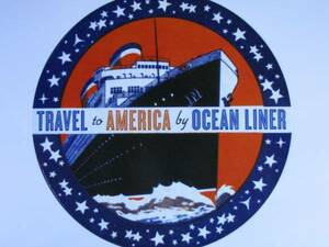 ▽▼66101▼▽＜LE*ビンテージステッカー＞WORLD TRAVELLER*AMERICA OCEAN LINES