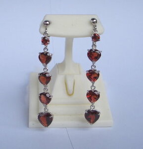  platinum * garnet 5 stone attaching earrings ** natural stone **