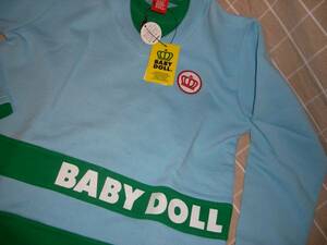 新品タグつきBABY　DOLLベビードール水色×緑トレーナーS