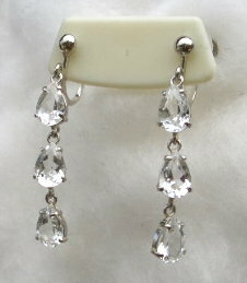  platinum :.... white topaz 3 stone attaching earrings 