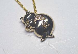  free shipping . price K18YG see return . pig Chan pendant 