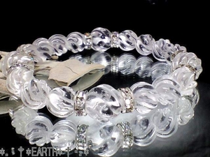 Sラインツイスト螺旋彫り水晶　数珠12・10ミリ天然石 S~Lサイズ　送料無料　匿名発送