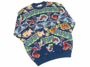 * Valentino * blue group * fish pattern * cotton knitted *L corresponding 