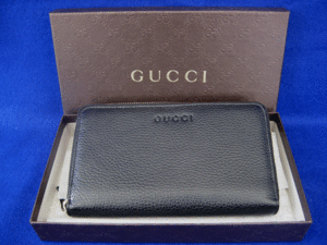 新品グッチgucciメンズトラベルレザージップ長財布黒激安定価8万 限定