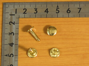 カシメ大両面超足長 ゴールド 頭9mm 足14.5mm 100個セット