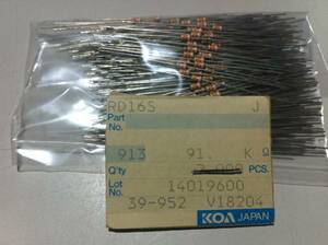 KOA RD16S 1/4w　91KΩ J ±5％ 100本4袋 (4)