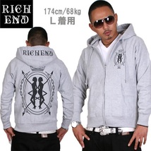 RICHEND/リッチエンド ジップフーディ BAD LADY／バッドレディー【RELAX FIT/グレーｘブラック】〔 アメージング 服 〕 (サイズ：M)_画像3