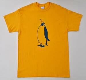 ペンギンＴシャツ、黄、penguin, メンズ半袖シャツＬ、送料無料