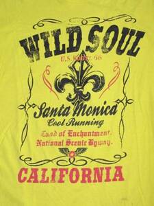 ★ＷＩＬＤ ＳＯＵＬ サンタモニカ カリフォルニア ロゴ入りプリントＴシャツ トライアルカンパニー製 純国産品 LL ビックサイズ イエロー