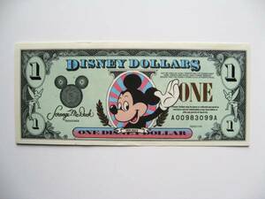 ディズニーダラー　1ドル札（1996年版） $1 紙幣　ミッキーマウス Disney Dollars