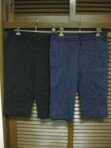 GAP knees height pants black 1 navy blue color stripe 0 USED 2 pieces set 