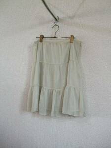 KEINPLUS beige chiffon flair knees height skirt (USED)50115②