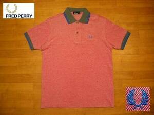 # old clothes shop Yamato # free shipping # sale middle #FRED PERRY # Fred Perry # made in Japan # polo-shirt L size # pink # blue # month katsura tree .# Laurel # embroidery 