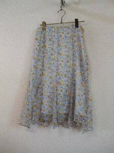 ELLEPLANET blue series silk chiffon knees under height skirt (USED)62115