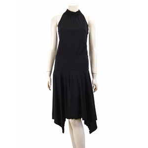  ever sun *EVER SUN* gloss black *asimeto Lee × halter-neck * woman super dress One-piece *38(M size.9 number )