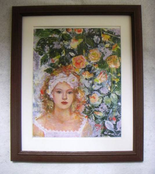 ◆佐藤水玲《夏日》木框胶版复制品, 立即购买◆, 绘画, 水彩, 肖像