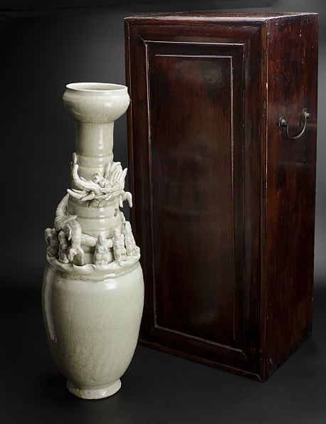  Song синий белый .. дракон . душа бутылка вместе коробка China старый изобразительное искусство 