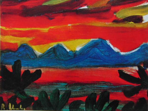 梅原龍三郎、カンヌ、希少画集画、新品額装付、状態良好 絵画