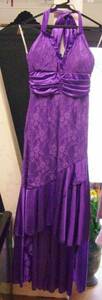 ** beautiful goods! race & frill . on goods wonderful Akira .. purple. long dress M