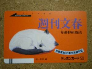 neko*110-12805 Weekly Bunshun peace rice field . cat illustration telephone card 