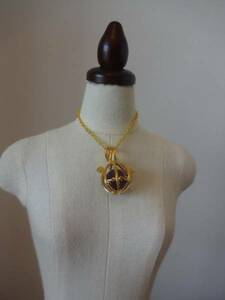 cache*cache gold angel. egg necklace large natural stone amethyst 