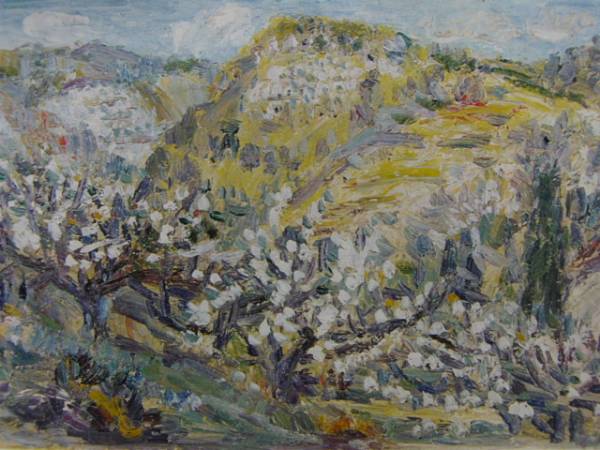 Kazusaku Kobayashi, Spring Mountain, From a rare art book, New frame included, Painting, Oil painting, Nature, Landscape painting