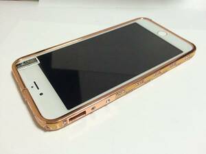 2 iPhone6/6splusメタルバンパーフレーム キラキラストーン桃色