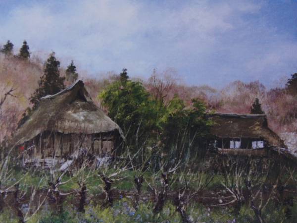 向井潤吉、【七ヶ宿街道関（宮城県）】、希少な額装用画集画、新品高級額 額装付 向井潤吉、【秩父路春閑】、希少な額装用画集より、新品額装付、状態