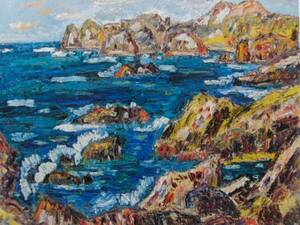 Art hand Auction Kazusaku Kobayashi, Das Meer von Irozaki, Aus einem seltenen Kunstbuch, Neu gerahmte Landschaft, Malerei, Ölgemälde, Natur, Landschaftsmalerei