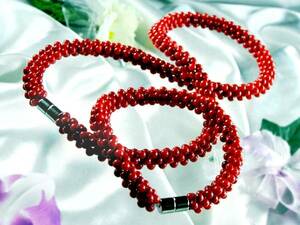 k073 west lake / bamboo coral. necklace & bracele 2 point set 