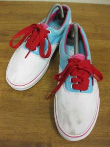 Vans ERA ピンク/水色/白 ２６．５ USED エラ ジャンク