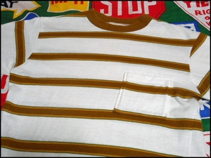 《美品》USA製アメリカ製MOJAVEモジャブビンテージコットンボーダーポケットTシャツ70s70年代白ベース