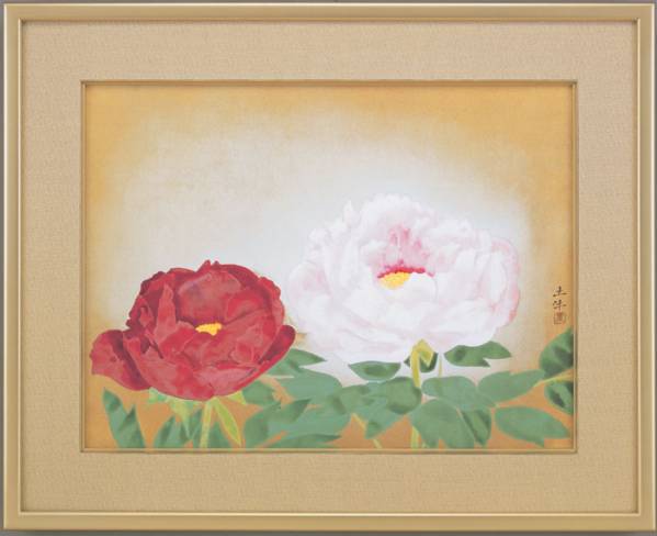 Livraison gratuite Okumura Togyu peinture en sérigraphie pivoine rouge et blanche style d'impression = largeur: 100%;, ouvrages d'art, imprimer, sérigraphie