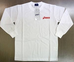 ASICS( Asics ) Junior long sleeve shirt white 150 size XA806N-0123 Logo Mark red 