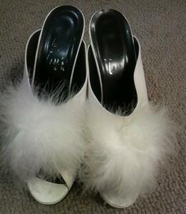  fur attaching mules sandals * beautiful goods!