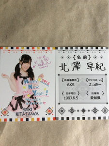 北澤早紀 AKB48 福袋 プロフィールカード 2016 2枚セット