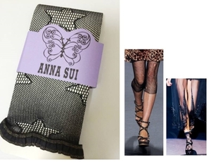 新品日本製 ANNA SUI アナスイ　透け透け黒い星 7分丈レギンス