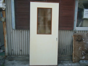 M3172 木製ドア3 引き戸1枚 アンティーク建具 ガラス入和風 難有