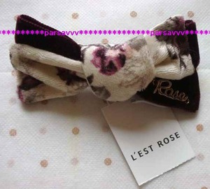  new goods paper tag attaching * L'Est Rose * velour racy rose ribbon barrette red hair clip accessory 