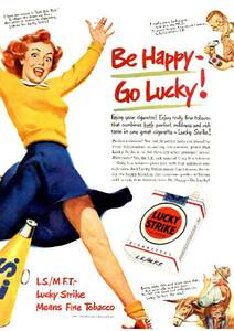 ●135F　1950年のレトロ広告 　ラッキー・ストライク　たばこ