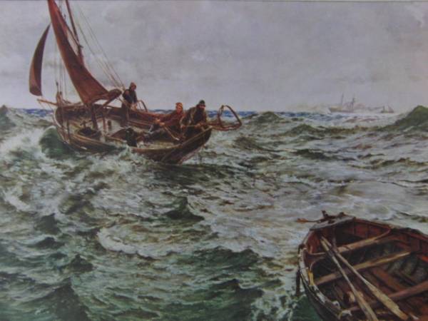 Adrift/C. Napier Hemy, R. A. 超希少, 100年前の画集より, 絵画, 油彩, 人物画