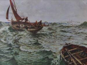 Art hand Auction Adrift/C. Napier Hemy, R. A. 超希少, 100年前の画集より, 絵画, 油彩, 人物画