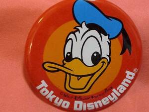  ultra rare! retro Tokyo Disney Land Donald Duck can badge 