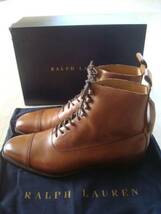 未使用 RALPH LAUREN 英国製ブーツ size10E エドワードグリーン製 編み上げブーツ 革靴 ブラウン_画像2
