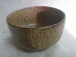  Echizen .. intense glaze 7.5x13cm tube type powdered green tea tea cup tradition tea utensils 