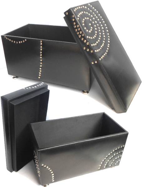 black leather decoration box, decoration box, accessory case, handmade works, interior, miscellaneous goods, ornament, object