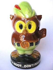 特大！ 1970’ｓ Woodsy Owl フクロウ ふくろう ビンテージ 貯金箱 陶器製 アドバタイジング スモーキーベアー SMOKEY BEAR